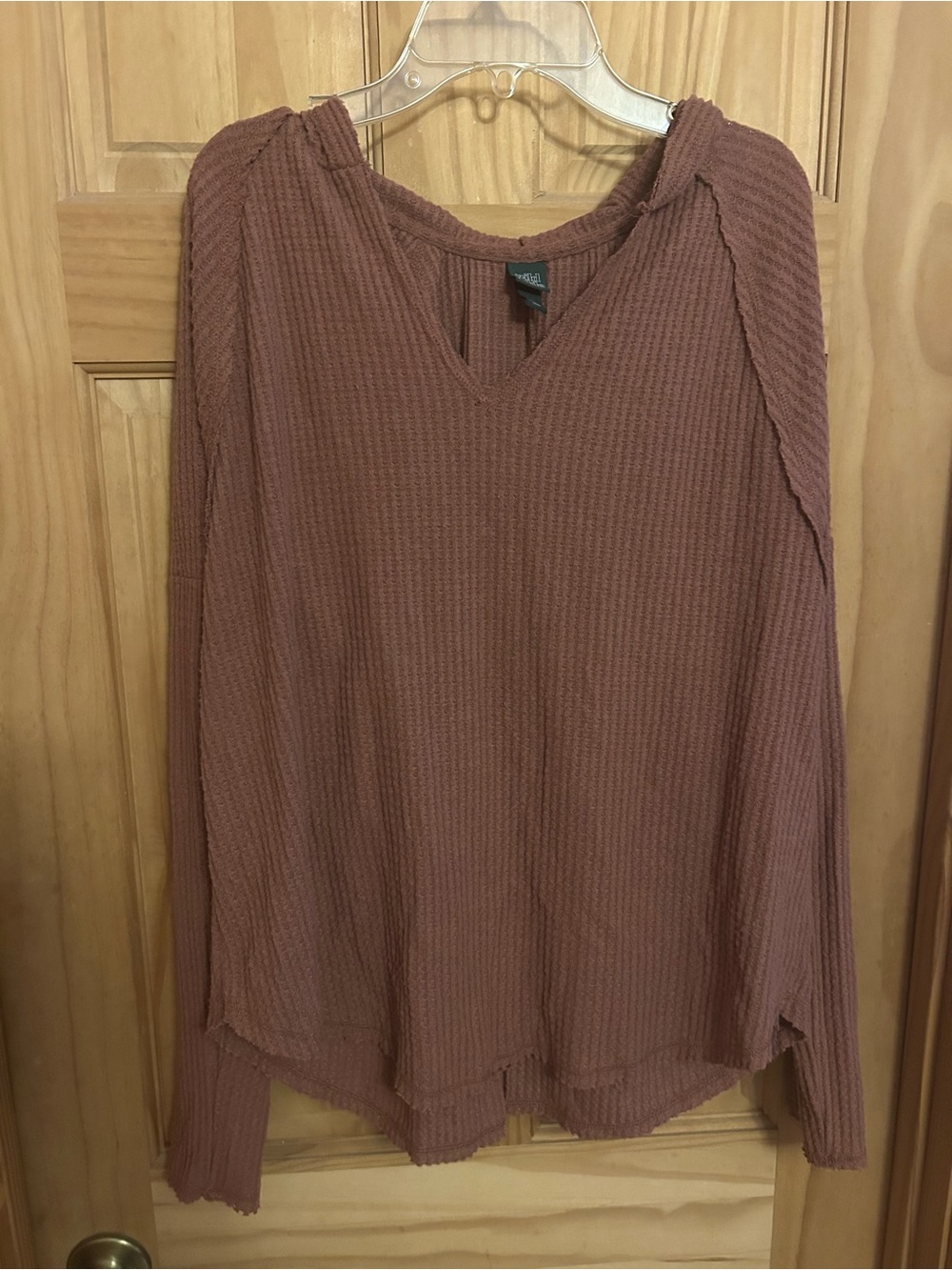 Wild fable women’s Cozy Waffle-Knit V-Neck Top - Dusty Rose - Picture 1 of 4